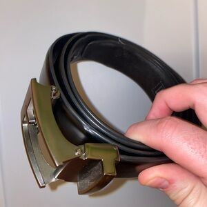 Men's Black Leather Ratcheting Belt